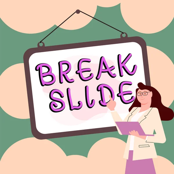 Texto Que Mostra Inspiração Break Slide Business Mostra Bom Slide — Fotografia de Stock