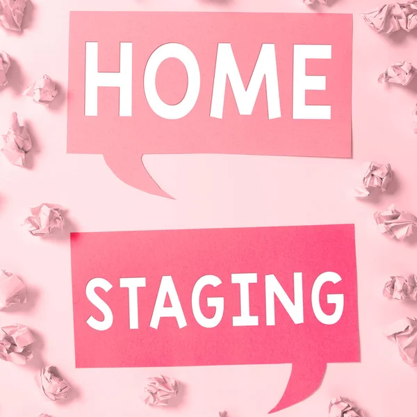 Sinal Texto Mostrando Home Staging Business Showcase Preparação Uma Residência — Fotografia de Stock
