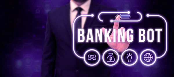 Exibição Conceitual Banking Bot Aplicativo Vitrine Negócios Que Executa Tarefas — Fotografia de Stock