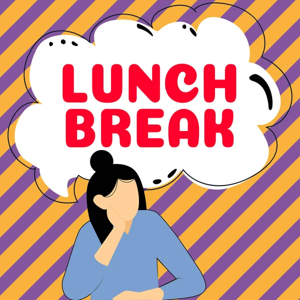 Señal Que Muestra Pausa Para Almuerzo Concepto Que Significa Tiempo — Foto de Stock