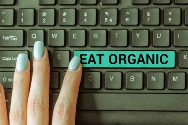 Yemek Organik ve İnternet Konsepti 'ni gösteren metin işareti Şeker Diyabetik Kontrol Diyetini Azaltma