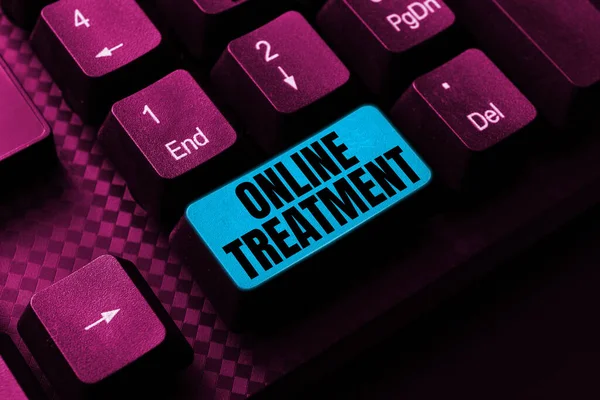 Legenda Conceitual Tratamento Online Palavra Escrita Sobre Prestação Aconselhamento Saúde — Fotografia de Stock