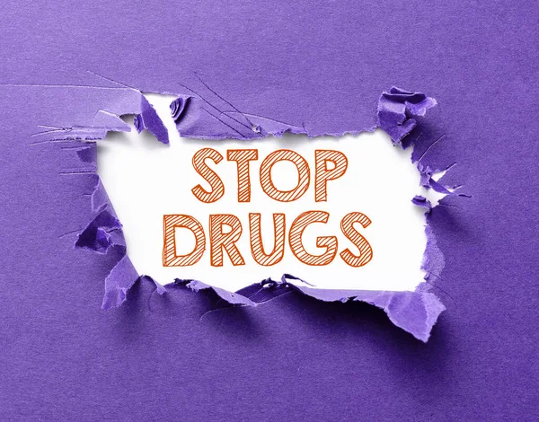 Handskriftsskylt Stop Drugs Business Approach Sätter Stopp För Beroendet Ämnen — Stockfoto