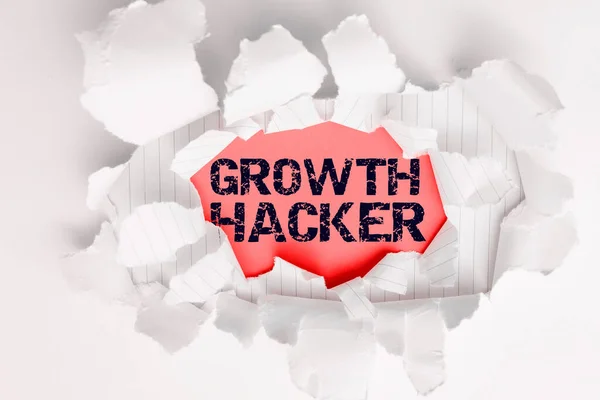 Texto Caligrafia Growth Hacker Word Para Geralmente Adquirir Tantos Usuários — Fotografia de Stock