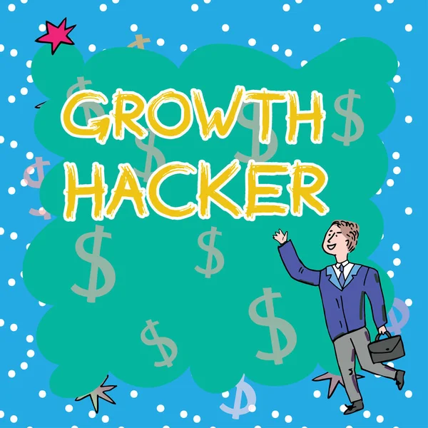 Text Bildtext Presenterar Tillväxt Hacker Affärsöversikt Allmänhet Att Förvärva Många — Stockfoto