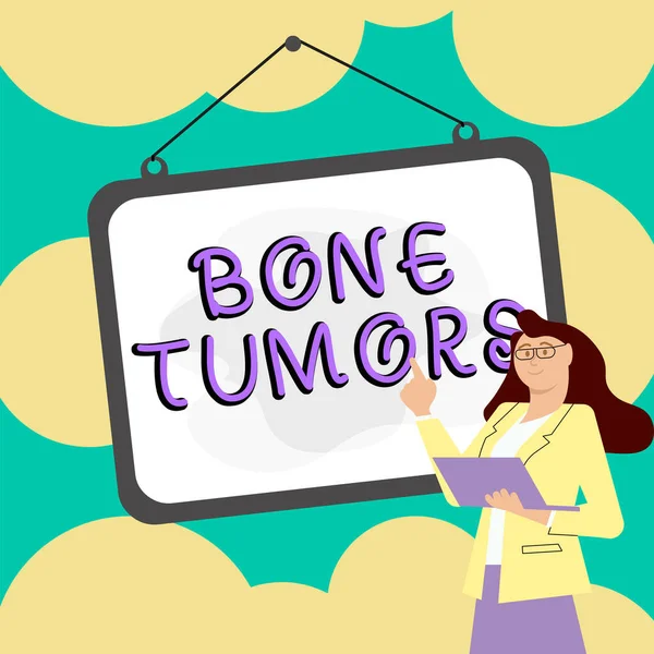 显示骨肿瘤的体征 商业方法可以是良性或恶性生长在骨骼中 — 图库照片