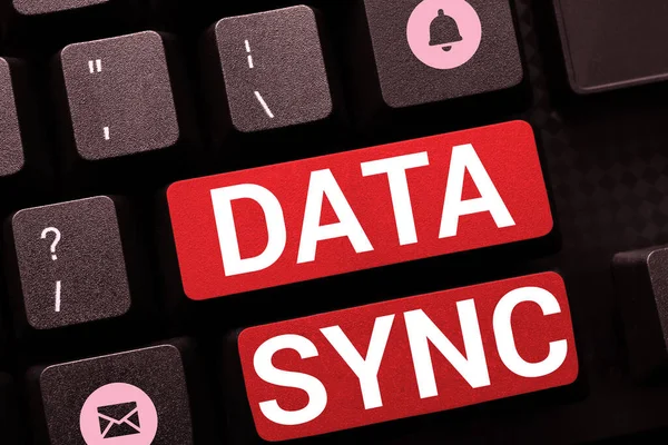Tekstbord Met Data Sync Business Overzicht Gegevens Die Continu Worden — Stockfoto