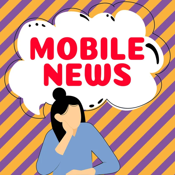Szöveges Tábla Mutatja Mobile News Üzleti Ötlet Szállítás Létrehozása Hírek — Stock Fotó