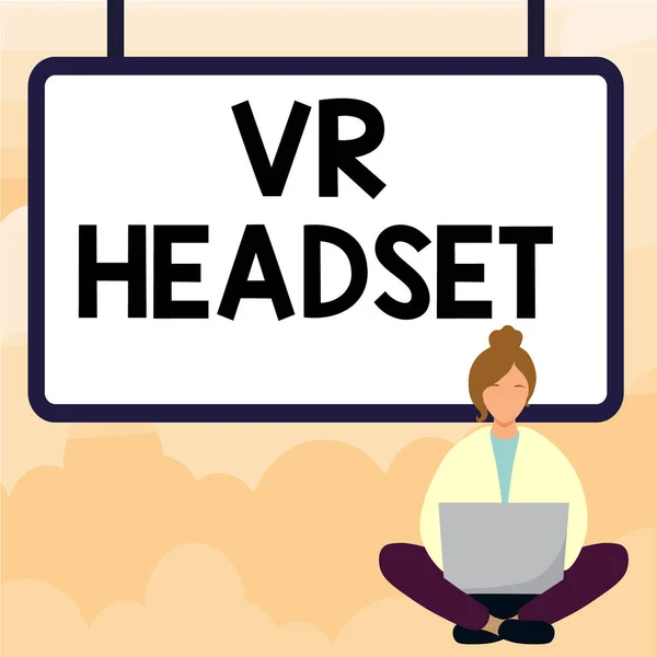 Konceptuell Bildtext Headset Internet Concept Huvudmonterad Enhet Som Ger Virtuell — Stockfoto