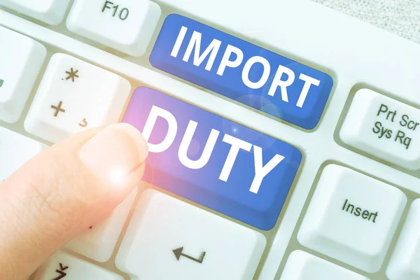 Didascalia Concettuale Import Duty Business Overview Tax Imposta Governo Sui — Foto Stock