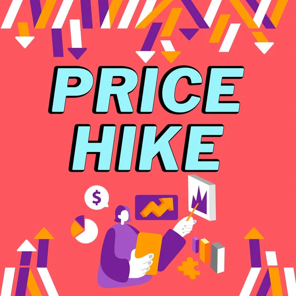 Testo Didascalia Che Presenta Price Hike Business Vetrina Somma Valori — Foto Stock
