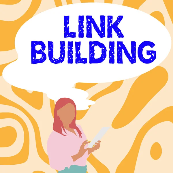 Inspiráció Mutató Jel Link Building Word Seo Term Exchange Links — Stock Fotó
