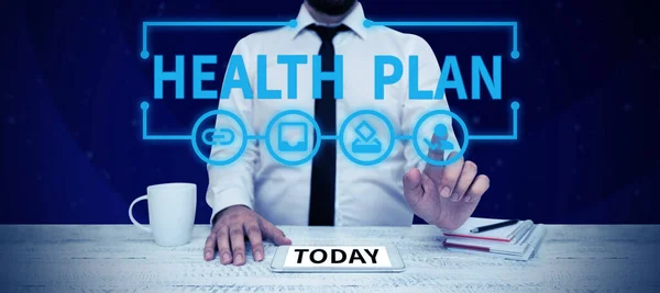 Leyenda Conceptual Plan Salud Palabra Para Cualquier Estrategia Que Ofrezca — Foto de Stock