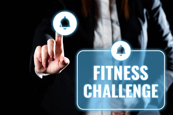 Bildunterschrift Fitness Challenge Business Vorzeigekondition Körperlich Fit Und Gesund Sein — Stockfoto