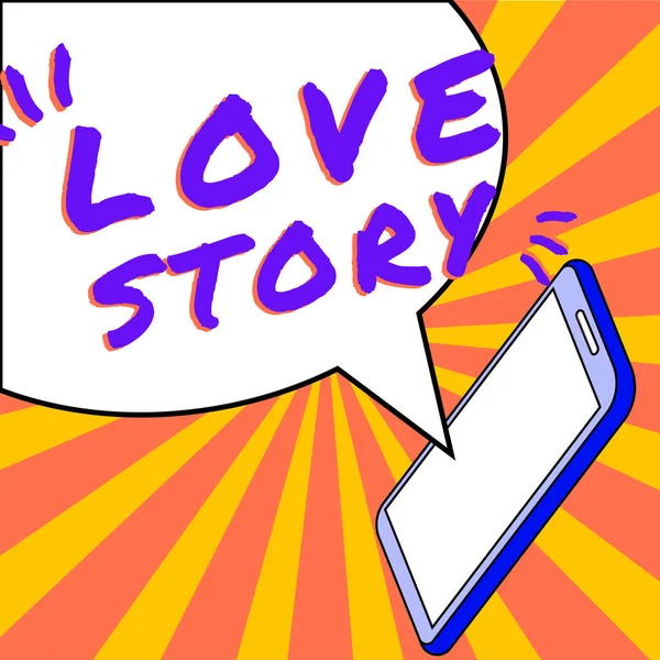Inspiration Montrant Signe Love Story Internet Concept Est Quelque Chose — Photo