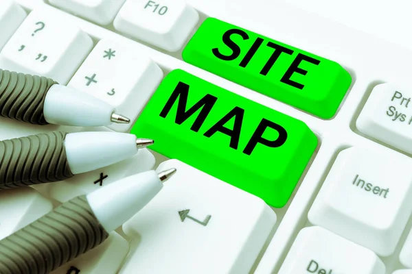 Texto Manuscrito Mapa Site Abordagem Negócios Projetado Para Ajudar Usuários — Fotografia de Stock