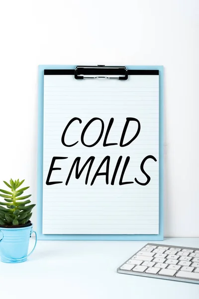 Hand writing sign Cold Emails, Word for unsolicited email sent to a receiver without prior contact