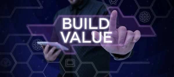 Handschrift Text Build Value Wort Für Effiziente Genug Dass Gewinn — Stockfoto
