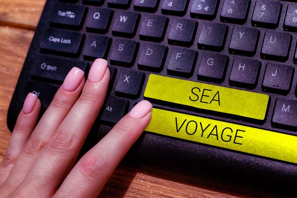 Texto Manuscrito Sea Voyage Palabra Para Montar Barco Través Los — Foto de Stock