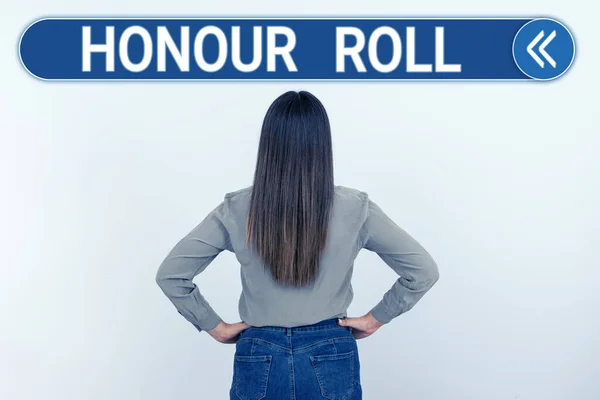 Zarejestruj Wyświetlanie Honour Roll Koncepcja Oznacza Wysoki Szacunek Wielki Szacunek — Zdjęcie stockowe