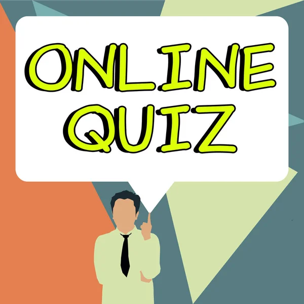 Hand Writing Sign Online Quiz Internet Concept Game Mind Sport — Stock Photo, Image