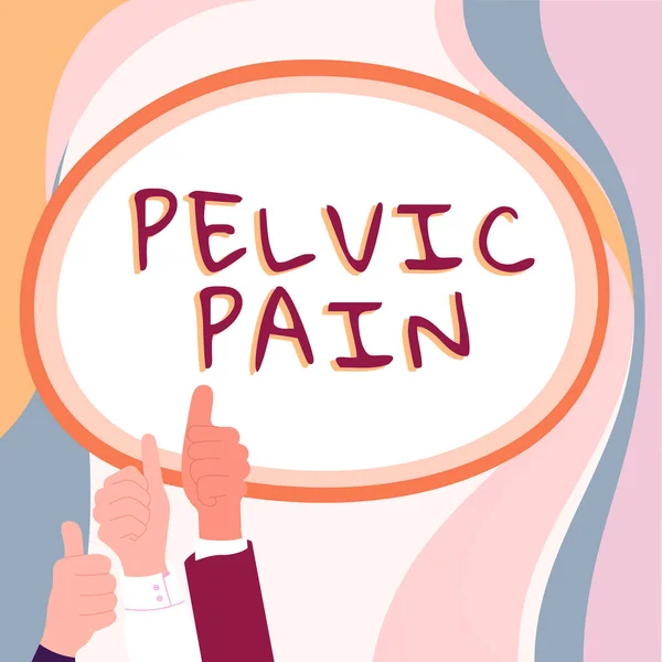 Conceptual caption Pelvic Pain, Conceptual photo Pain perceived in the area of the lower part of the abdomen