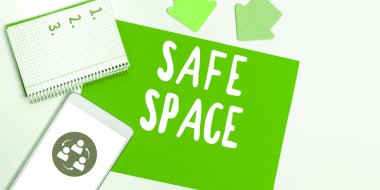 Kavramsal başlık Güvenli Alan, İş Konsepti. Zarardan veya tehlikeden korunduğunuz bir yer veya oda.