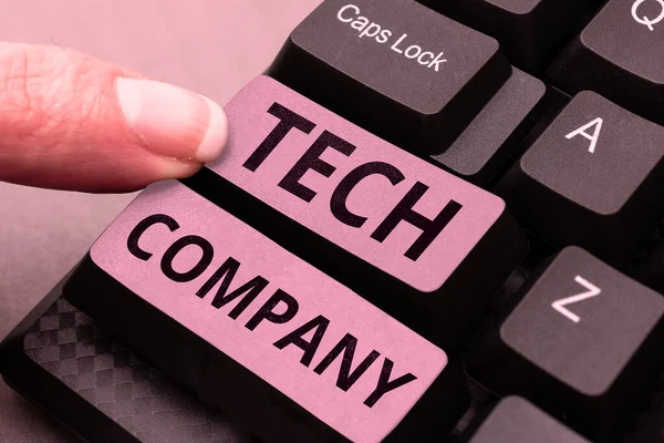Tekst Bijschrift Presenteren Tech Company Business Concept Een Bedrijf Dat — Stockfoto