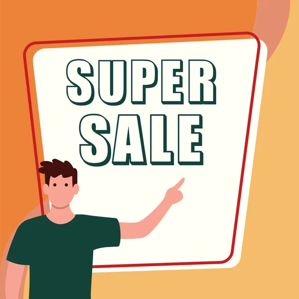 Inspiracja Pokazująca Znak Super Sprzedaż Przegląd Biznesowy Oferujący Wyjątkowe Zniżki — Zdjęcie stockowe