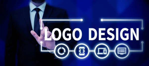 Text caption presenting Logo Design, Word for a graphic representation or symbol of company name or trademark