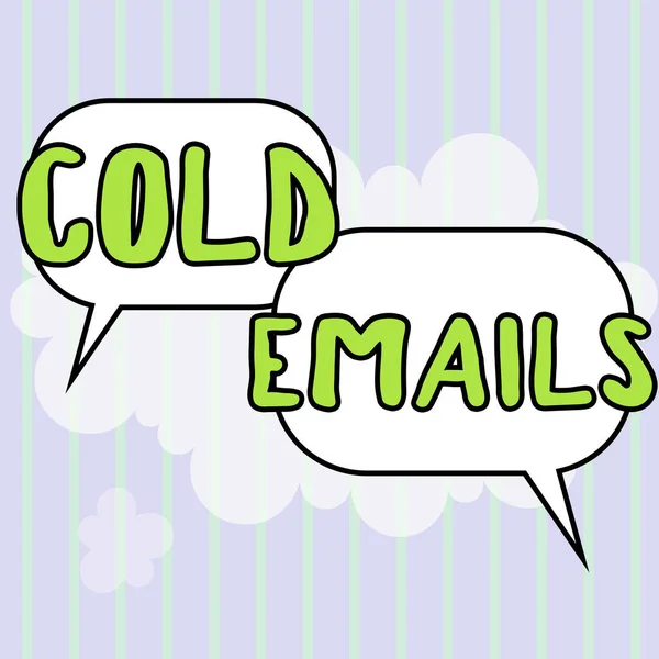 手写签名冷电子邮件 概念意思是未经事先联系而主动发给收件人的电子邮件 — 图库照片
