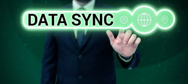 Handschrift Tekst Data Sync Business Overzicht Gegevens Die Continu Wordt — Stockfoto