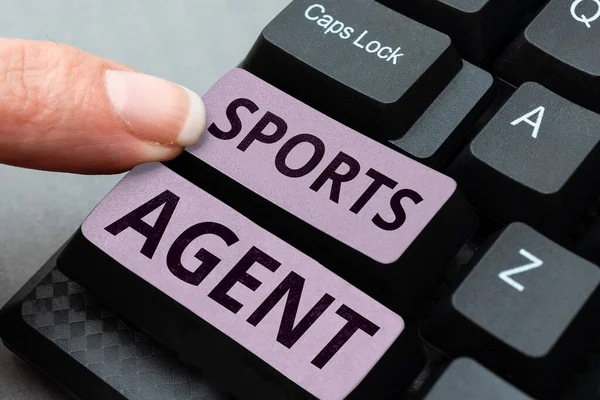 Handschrift Tekst Sports Agent Business Idee Persoon Beheert Rekrutering Beste — Stockfoto