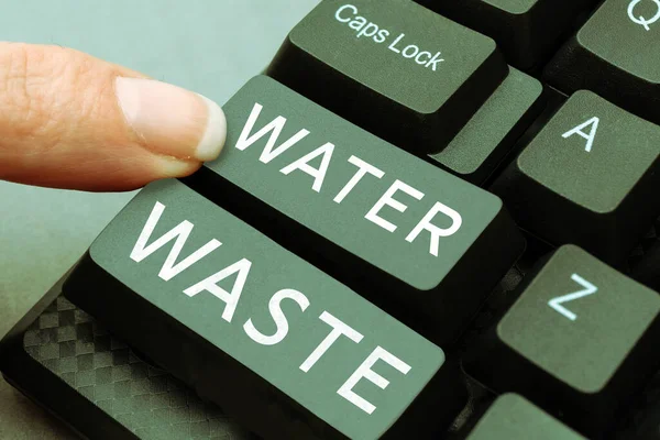 Tekst Bijschrift Presenteren Water Waste Concept Betekent Vloeistof Die Gebruikt — Stockfoto