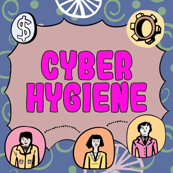 Exibição Conceitual Cyber Hygiene Internet Concept Passos Que Usuários Computador — Fotografia de Stock