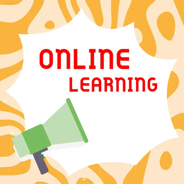 Logga Och Visa Online Learning Business Showcase Larning Med Hjälp — Stockfoto