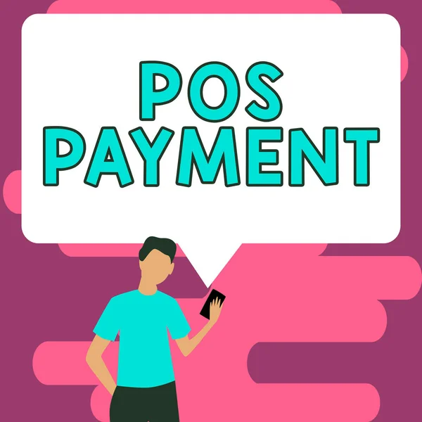 Skylt Som Visar Pos Betalning Internet Koncept Kund Anbud Betalning — Stockfoto
