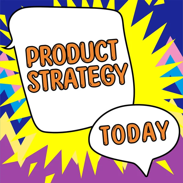 Ručně Psané Znamení Product Strategy Konceptuální Foto Dlouhodobý Plán Vývoje — Stock fotografie