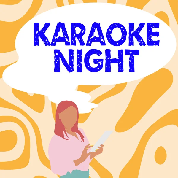 Textový Nápis Zobrazující Karaoke Night Business Showcase Zábavní Zpěv Podél — Stock fotografie