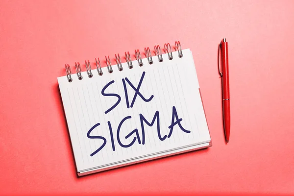 Pisanie Ręczne Znak Six Sigma Techniki Zarządzania Koncepcją Biznesu Celu — Zdjęcie stockowe