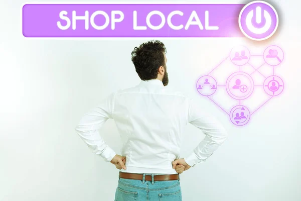 Концептуальный Заголовок Shop Local Business Idea Preference Buy Locally Produced — стоковое фото