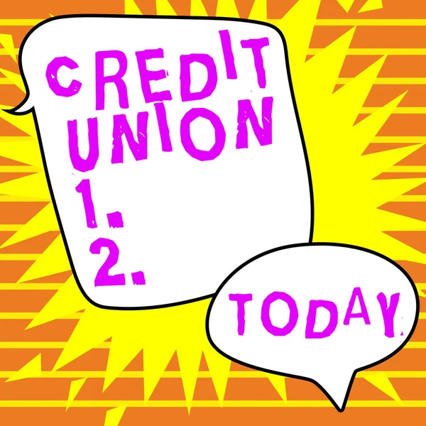 Texto Título Presentando Credit Union Asociación Cooperativa Escaparate Negocios Que — Foto de Stock