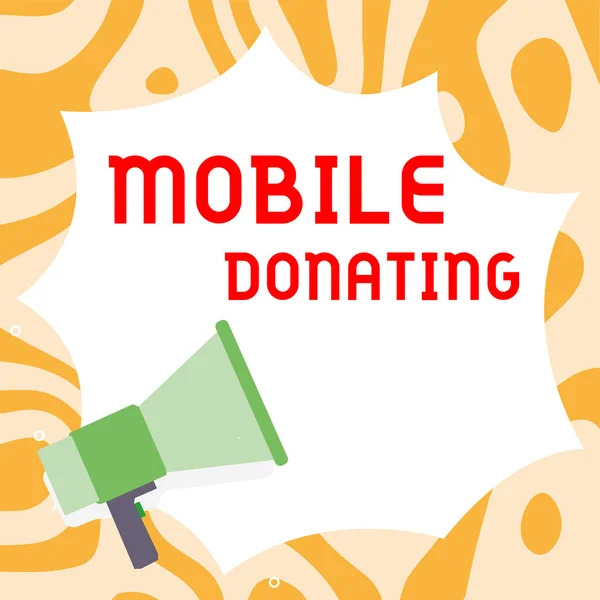 Text Showing Inspiration Mobile Donating Business Approach Give Something Charity — Stock Photo, Image