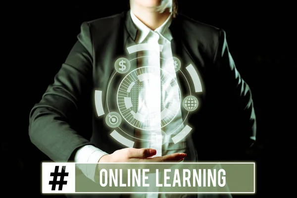 Konzeptionelle Darstellung Online Learning Internet Concept Larning Mit Hilfe Des — Stockfoto