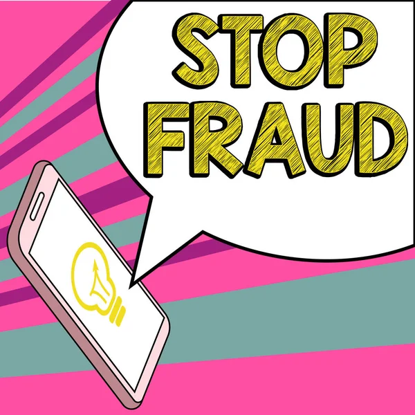 Sign Displaying Stop Fraud Επιχειρηματική Προσέγγιση Εκστρατεία Συμβουλεύει Τους Ανθρώπους — Φωτογραφία Αρχείου