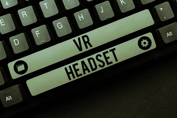Koncepční Popisek Headset Business Overview Head Mounted Device Provides Virtual — Stock fotografie