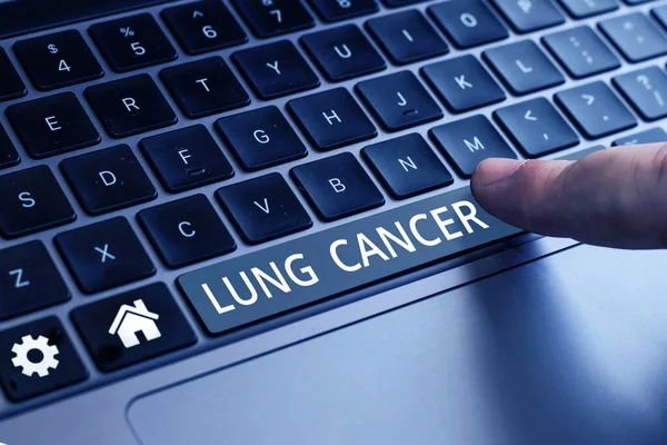Inspiration Showing Sign Lung Cancer Internet Concept Uncontrolled Growth Abnormal — Stock Photo, Image