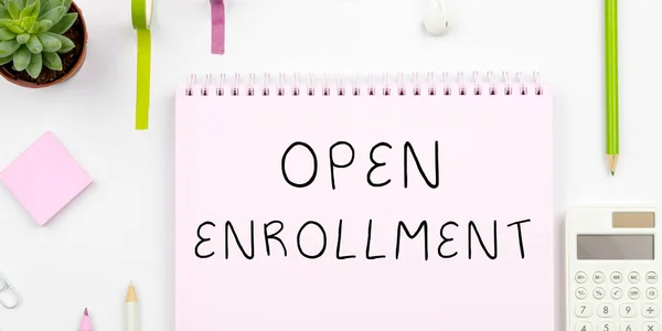 Znak Pisma Ręcznego Open Enrollment Business Approach Roczny Okres Którym — Zdjęcie stockowe
