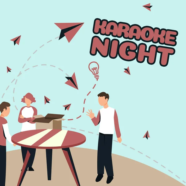 Text Bildtext Presenterar Karaoke Night Affärsidé Underhållning Sjunga Tillsammans Instrumental — Stockfoto