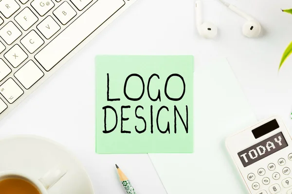 Exibição Conceitual Logo Design Conceito Negócio Uma Representação Gráfica Símbolo — Fotografia de Stock